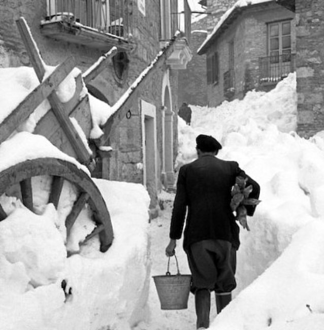neige en Italie en fevrier 1956