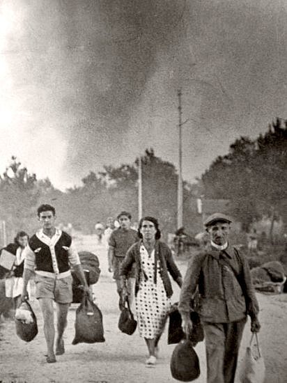 fuite devant les feux dans les Landes ete 1949