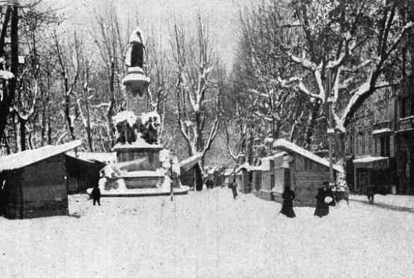 marche aux creches de Marseille sous la neige le 6 janvier 1901