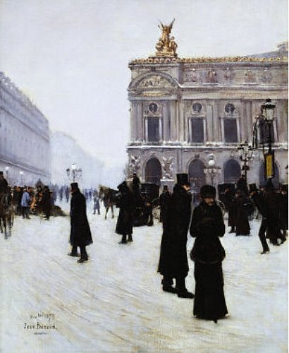 parisiens transis de foid place de l`Opera pendant la vague de froid de decembre 1879