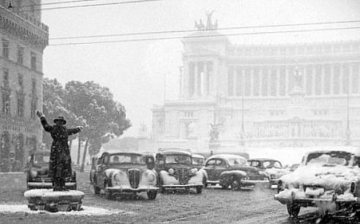 neige a Rome en fevrier 1956