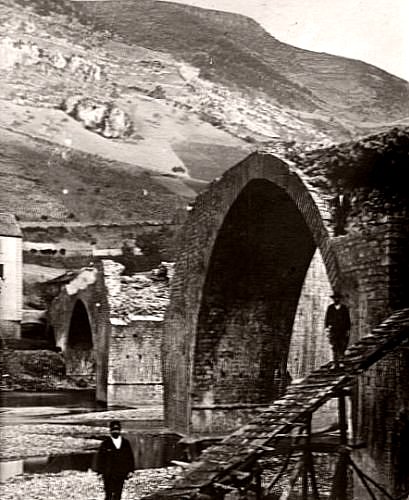 pont de St Enimie detruit par la crue du Tarn en septembre 1900