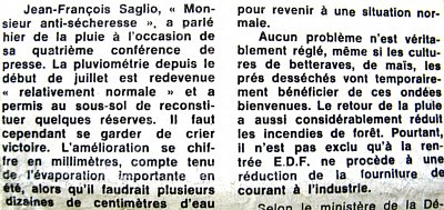 article sur les pluies inutiles fin juillet 76