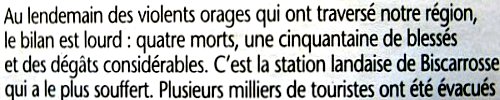 bilan des orages juillet 2003