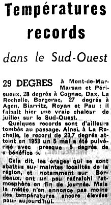 article sur les premieres chaleurs debut mai 1976