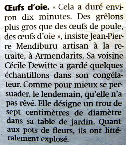 chute de grele juillet 2003