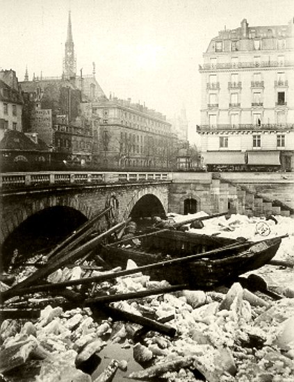 debacle de la Seine au pont Saint Michel le 3 janvier 1880 apres la vague de froid de decembre 1879