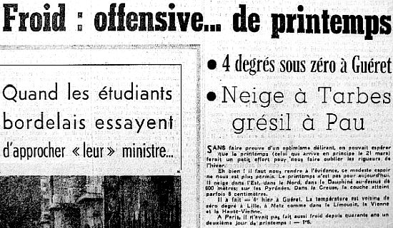 dernière offensive du froid fin mars 63
