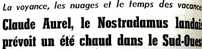 entête d`article sur claude AUREL mai 1976