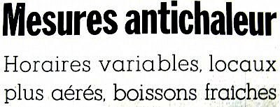 mesures anti-chaleur au travail juillet 76