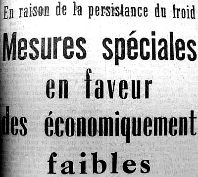 entête d`article sur les difficultés de vie hiver 62-63