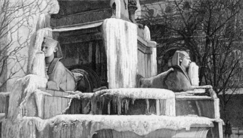 fontaine du Chatelet gelee pendant l`hiver 1893