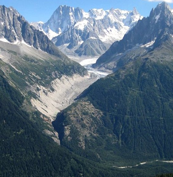 front de la Mer de Glace en 2007