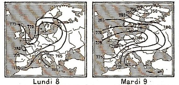 isobares des 8 et 9 decembre 1879