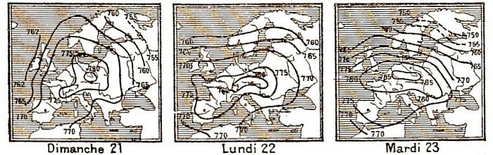 isobares du 21 au 23 decembre 1879