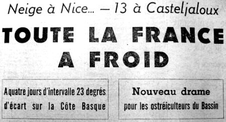 entête sur le froid mi janvier 63