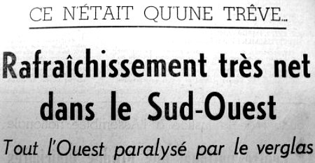 entête sur le retour du froid mi janvier 63