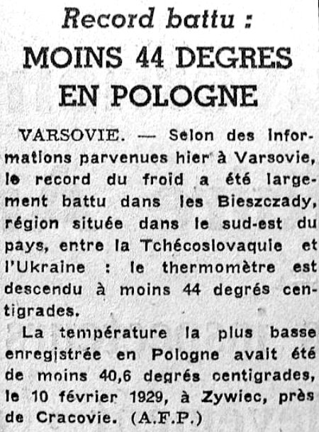 record de froid en europe hiver 62-63