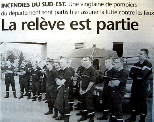 releve des pompiers fin juillet 2003
