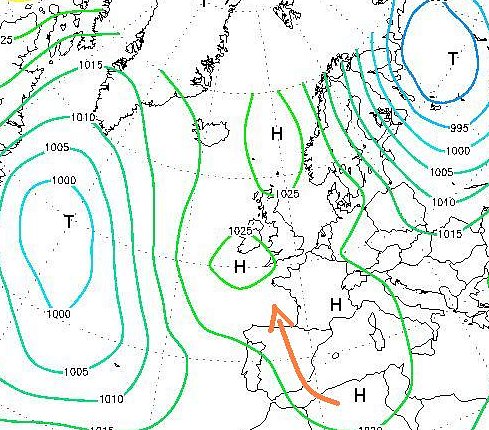 advection d`air doux en avril 1900
