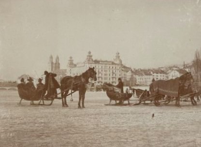 traineaux sur le lac de Zurich gele en 1891