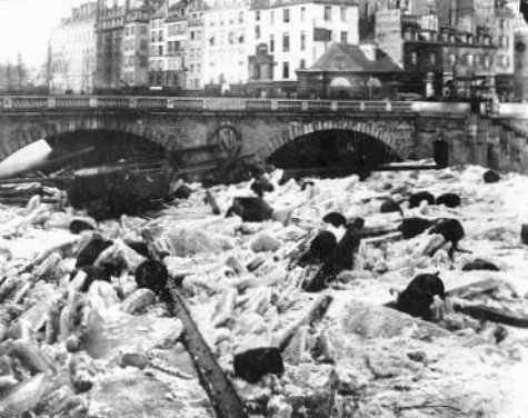 Seine gelee artificiellement pour les travaux du metropolitain en 1899